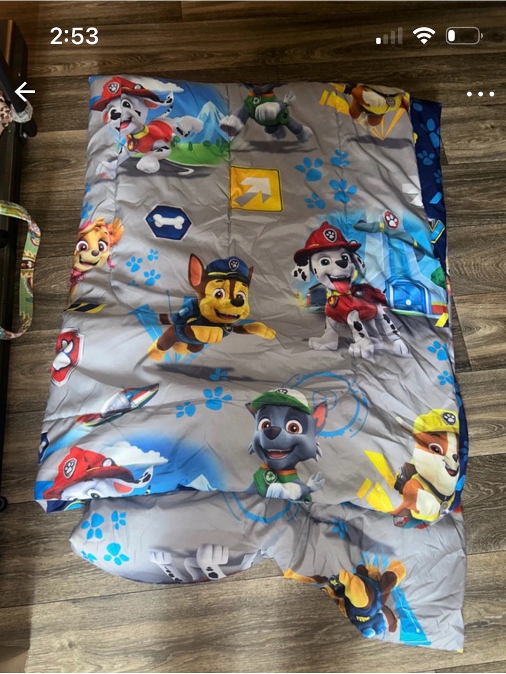 Twin paw patrol comforter and one flat sheet and one fitted sheet. Great